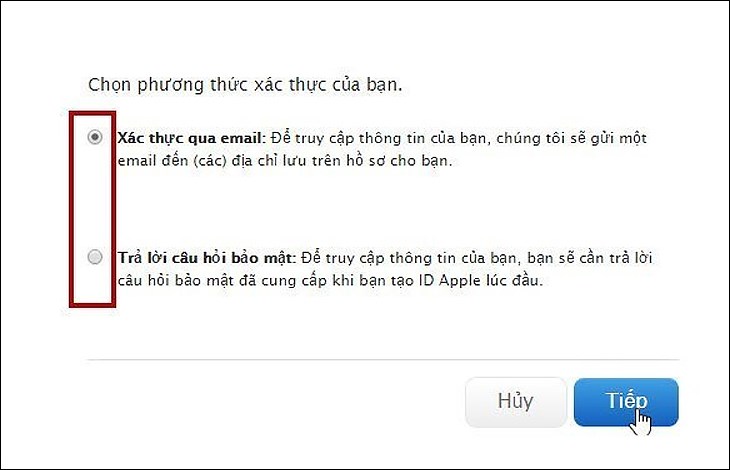 Cách lấy lại iCloud khi mất số điện thoại trên máy bước 2